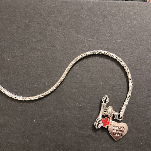 Silver Nurse bracelet with heart. “Nurses are all heart” - Picture 1 of 4